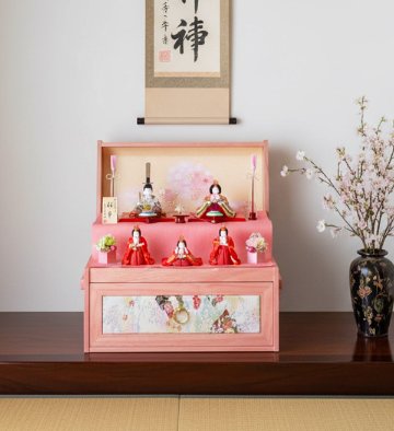 喜久絵作　桜華雛　美宝五人　宝石箱収納飾り の画像