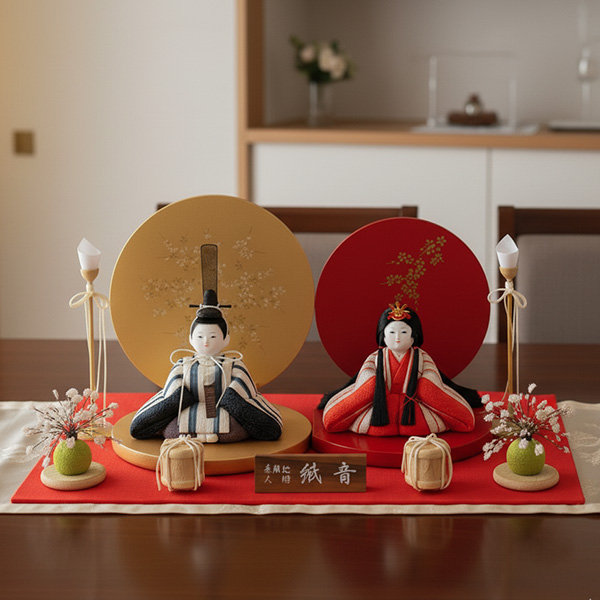 紙音 木目込み雛 小倉織 親王飾りの画像