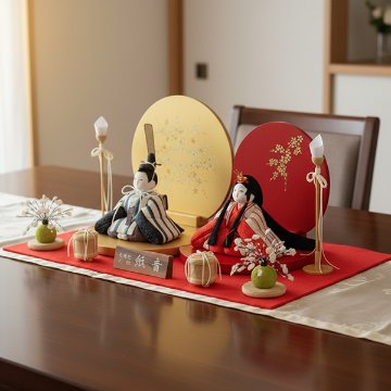 紙音 木目込み雛 小倉織 親王飾りの画像