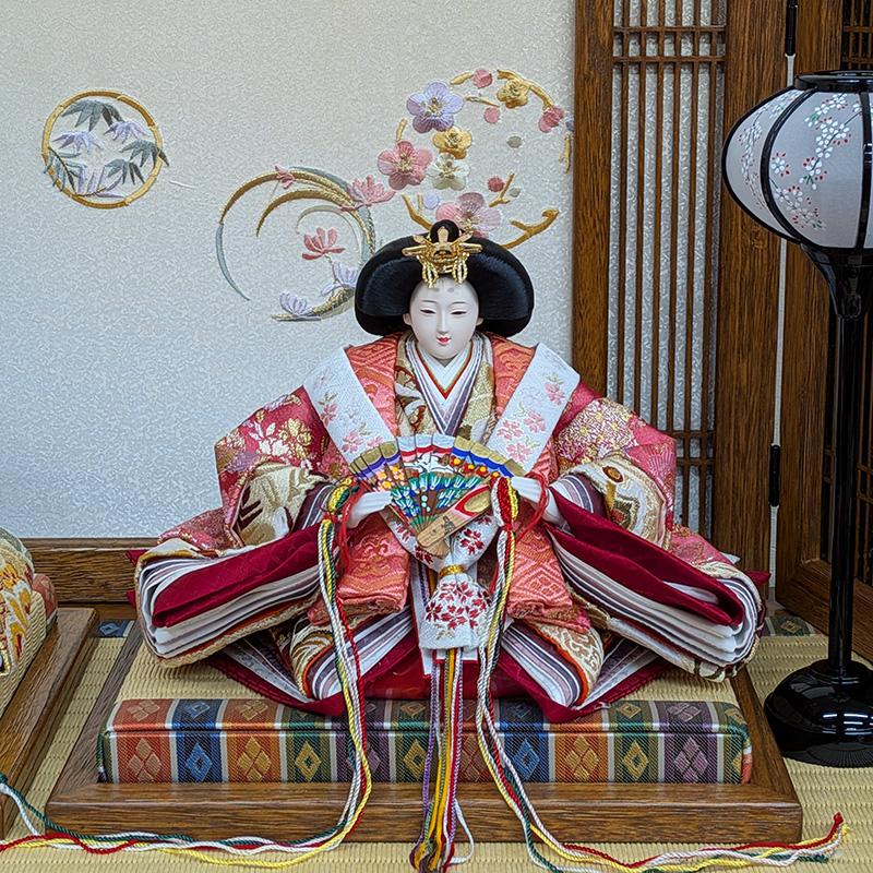平安豊久作 小三五親王飾り 木目刺繍屏風 おしゃれ モダンの画像