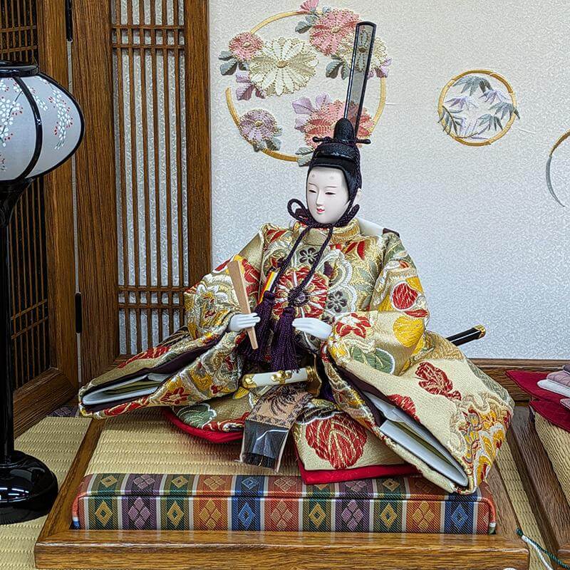 平安豊久作 小三五親王飾り 木目刺繍屏風 おしゃれ モダンの画像