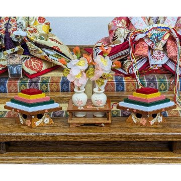 平安豊久作 小三五親王飾り 木目刺繍屏風 おしゃれ モダンの画像