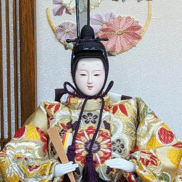 平安豊久作 小三五親王飾り 木目刺繍屏風 おしゃれ モダンの画像