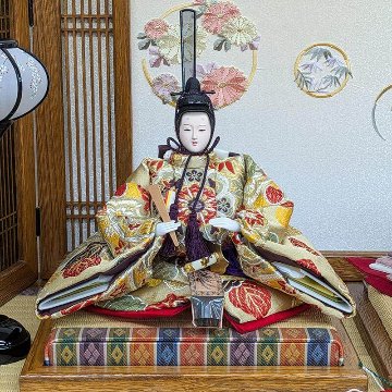 平安豊久作 小三五親王飾り 木目刺繍屏風 おしゃれ モダンの画像