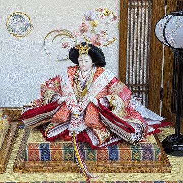 平安豊久作 小三五親王飾り 木目刺繍屏風 おしゃれ モダンの画像