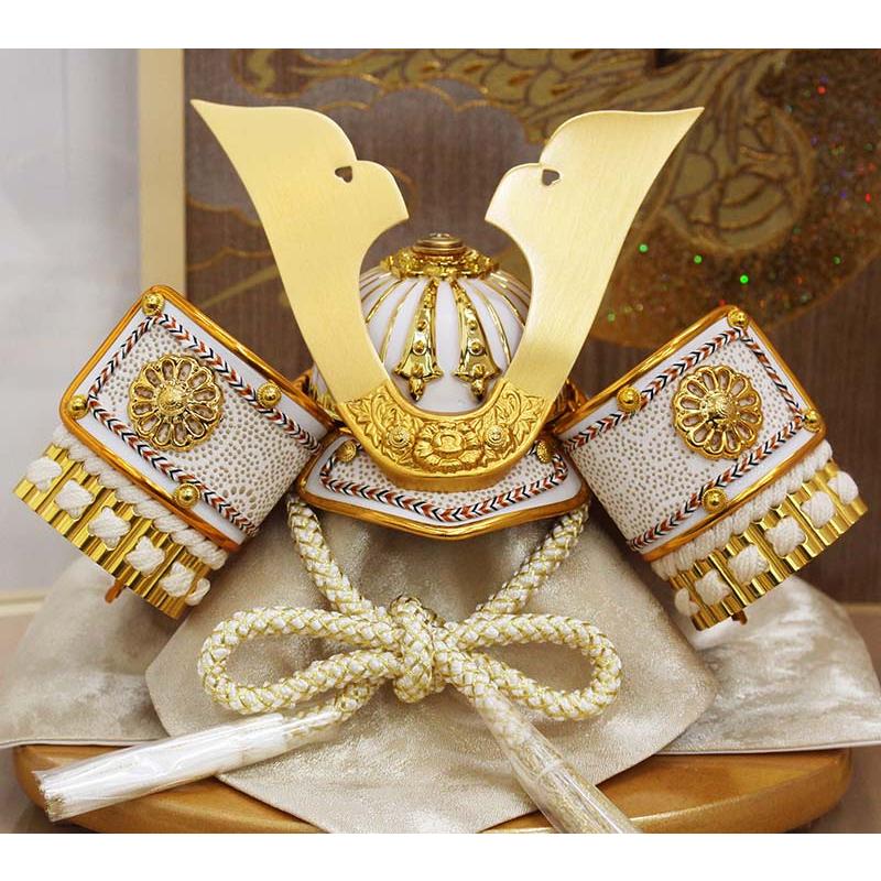 五月人形 兜ケース飾り 平安豊久 5号 宏斗 白金兜 変形アクリルケース