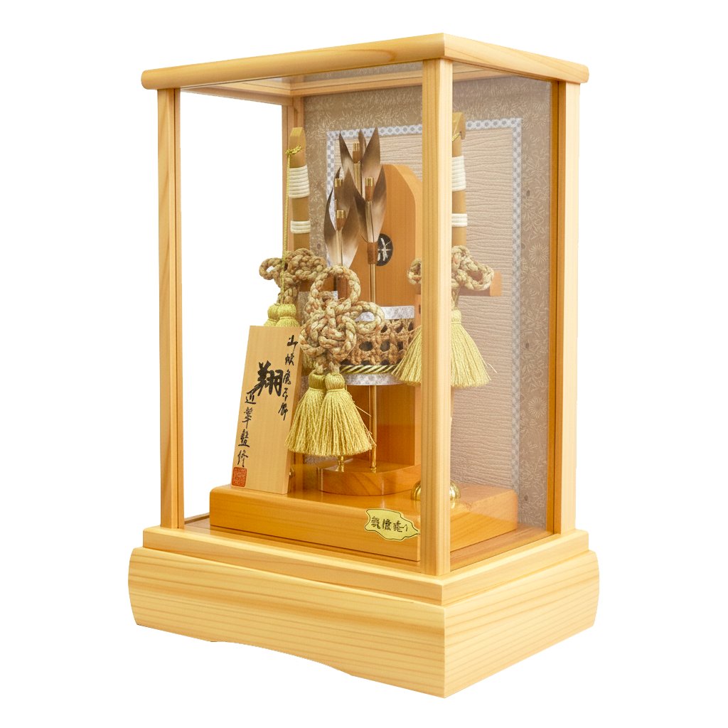 平安道翠監修高級総檜造りのコンパクトな破魔弓飾りです/人形の松川