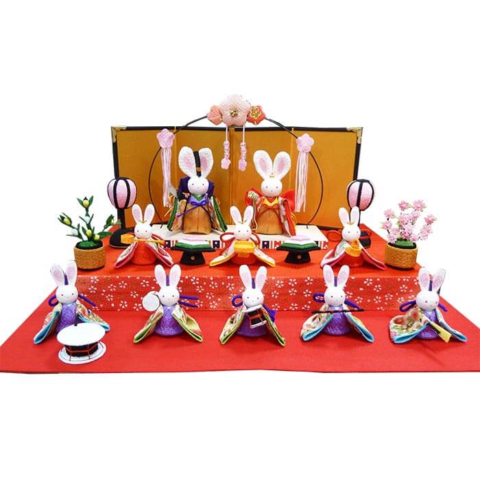 雛祭 桃の節句 雛人形 創作ちりめんうさぎ人形 わけ ちりめん