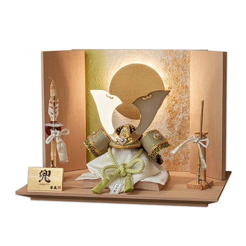 五月人形 平安豊久 翠鳳作 8号 凪（なぎ） 兜平飾り LED照明付 白木 兜