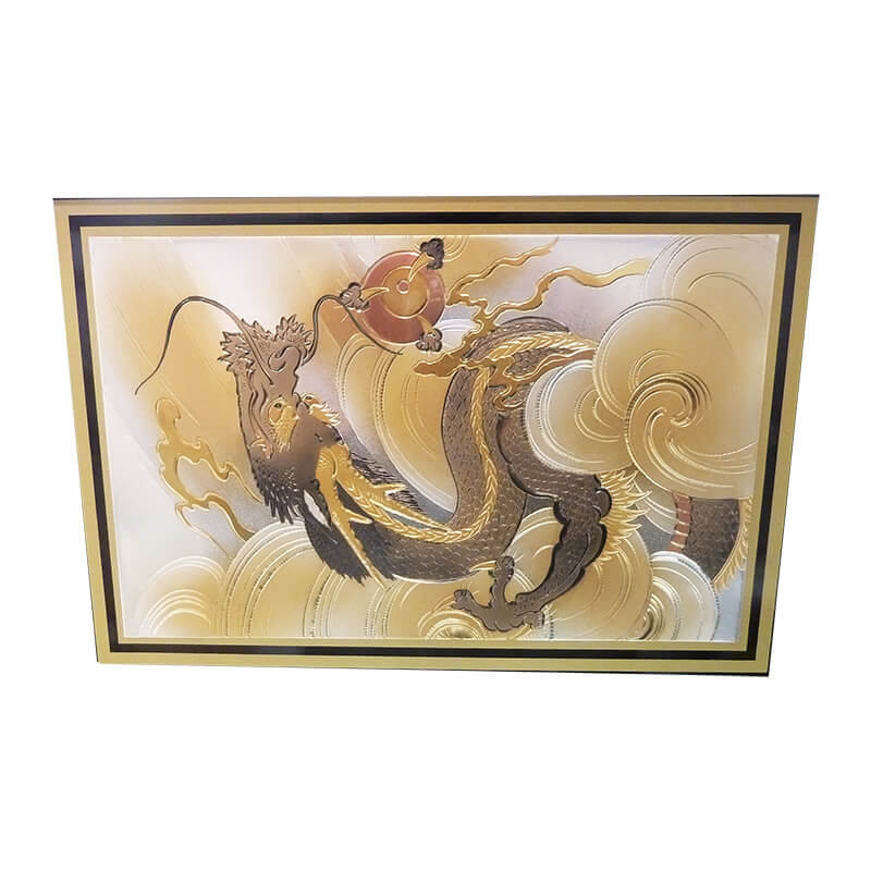 五月人形 兜ケース飾り 嘉祥作 12号 盛上げ龍兜 六角アクリルケース