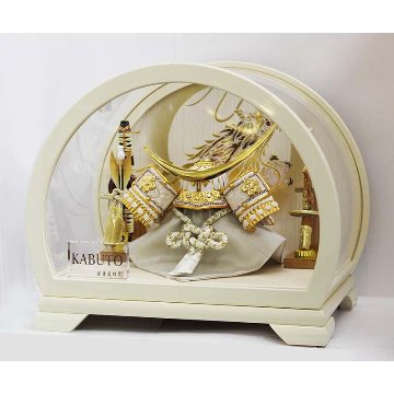 宝童 5号伊達政宗 白金兜 円型アクリルケース飾りの画像