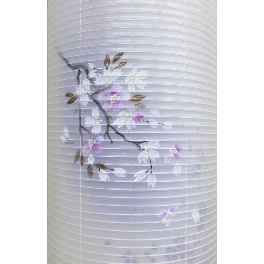 絹張 紫檀調二重張り 桜の舞　6畳用提灯セット　スタンド付き　家紋入り画像