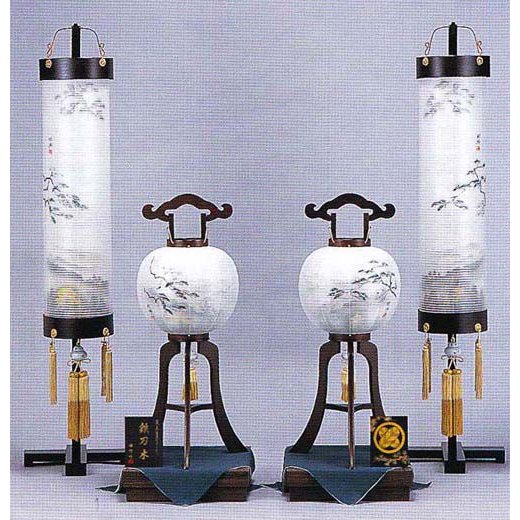 絹　張鉄刀木西京の松　対柄二重　提灯セット　マンション用画像