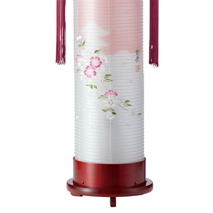 絹 6号 ワイン 伸縮提灯 二重張り 京城・桜 1個の画像
