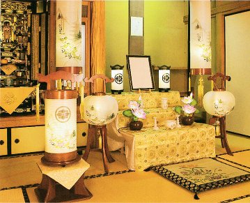 絹張 回忌灯 ひのき 二重 枝垂れ桜 飾り台付き 50号/70号の画像