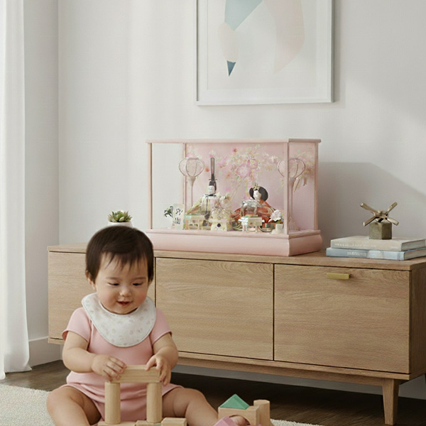 ピンク塗芥子親王ケース飾りの画像