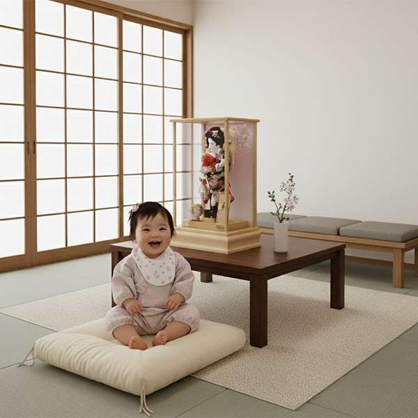 8号桧羽子板と赤ちゃん