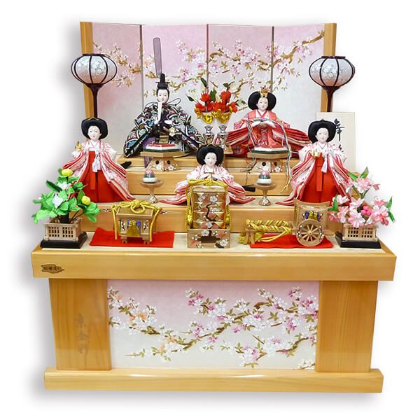 雛人形三段飾り＞華やかで豪華な五人揃のお雛さまです/人形の松川