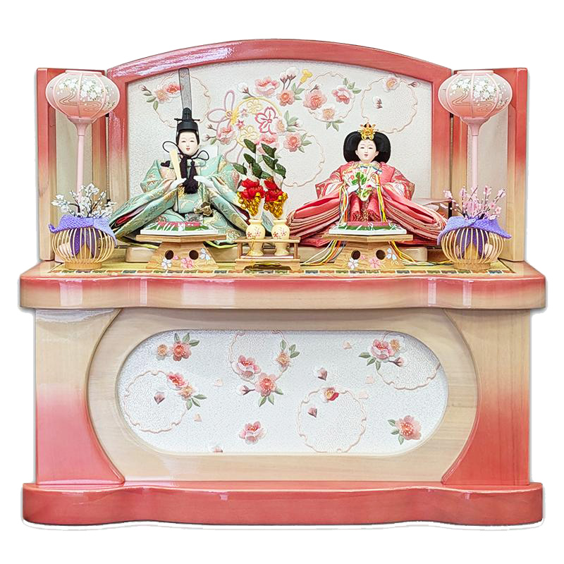 ピンク塗雛人形収納飾り