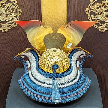 翠鳳作8号純金箔押し輝蒼兜平飾り 合せ鉢星兜の画像