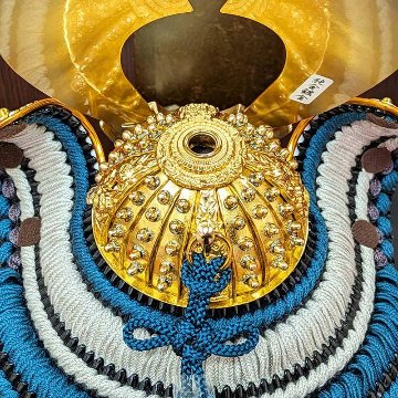 翠鳳作8号純金箔押し輝蒼兜平飾り 合せ鉢星兜の画像