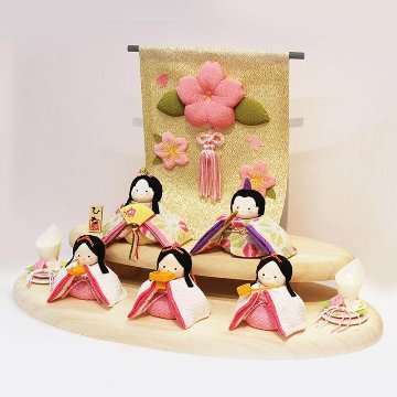 ちりめん細工 雛人形 リュウコドウ ぽてりひな五人飾り コンパクト