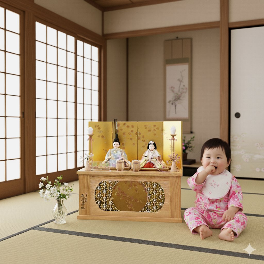 ゆかり作　遊彩親王木目込み　駿河蒔絵収納飾りの画像