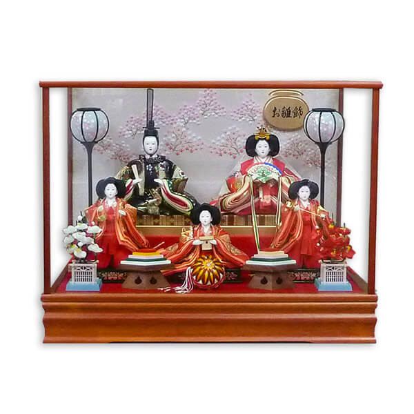 三五×五人　茶塗毬付きケース飾り画像