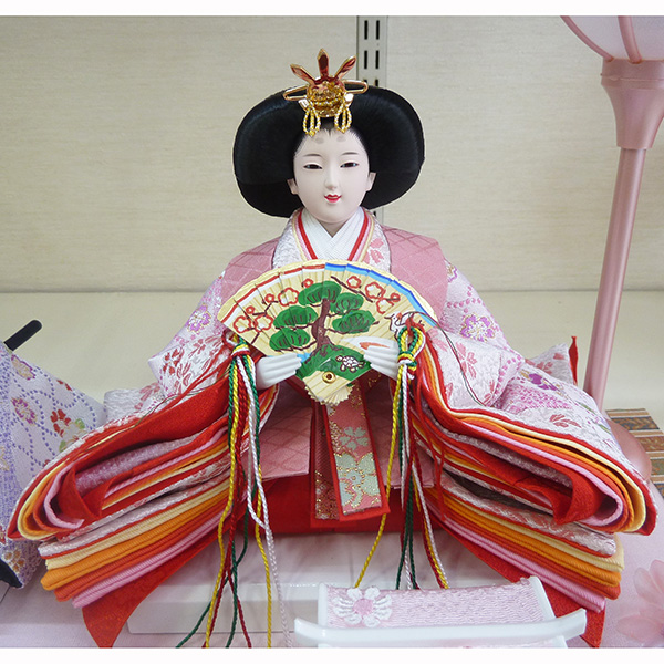 小三五親王グレージュ塗ガラスケース飾りの画像