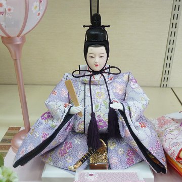 小三五親王グレージュ塗ガラスケース飾りの画像