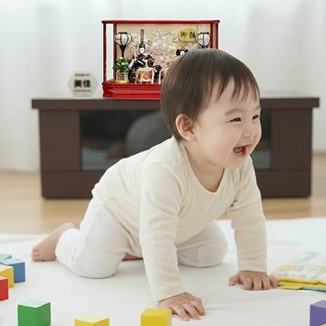 芥子親王　赤塗り六角ケース飾りの画像
