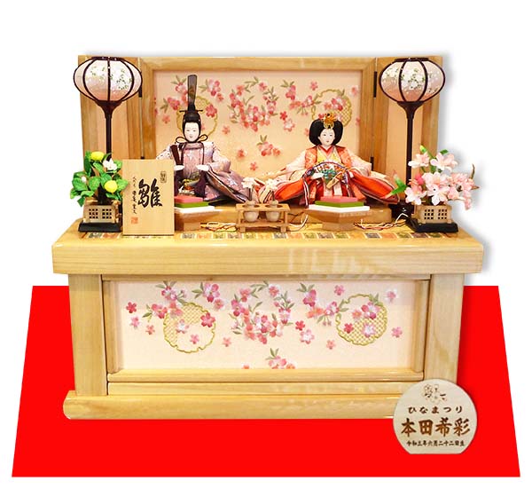 コンパクトでおしゃれな雛人形/人形の松川オリジナル白木造り雛人形収納飾り