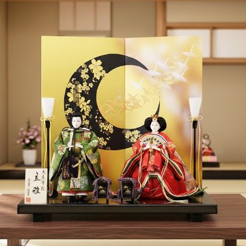 令和の時代にマッチした人気の立雛飾り>美月雛束帯本仕立て親王飾り