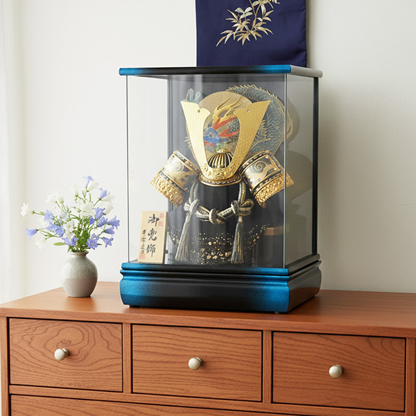 8号兜ブルーケース飾り