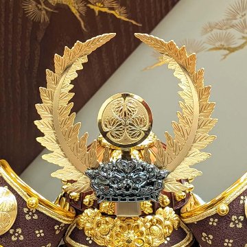 宝童監修 ７号 漆 徳川家康兜 平飾りの画像