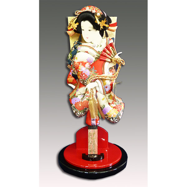 １５号金彩友禅振袖羽子板木製飾り台付きの画像