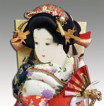 １５号金彩友禅振袖羽子板木製飾り台付きの画像