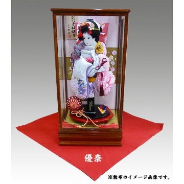 18号正絹しぼり刺繍押絵羽子板 飾り台付きセット 道成寺