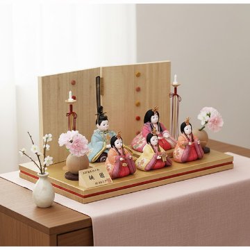 工房ゆうき 木目込み ひなろこ親王ピンク塗ケース飾り/人形の松川