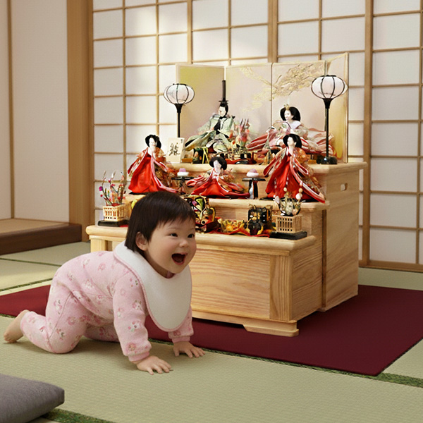 平安豊久作　夕菜　白木三段収納飾りの画像