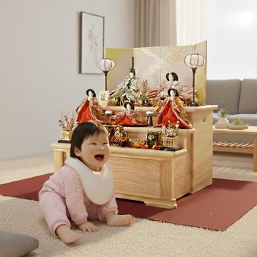 平安豊久作　夕菜　白木三段収納飾りの画像