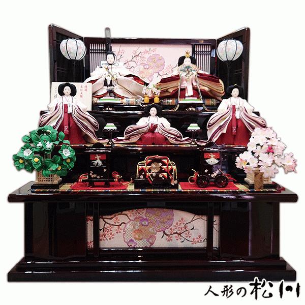 雛人形三段飾り＞華やかで豪華な五人揃のお雛さまです/人形の松川