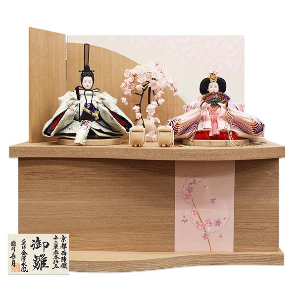 おしゃれでモダンな金澤永鳳作創の雛人形LED照明付き収納飾り/人形の松川