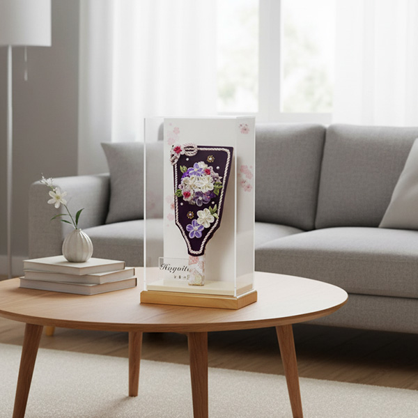 9号紫つまみ細工羽子板