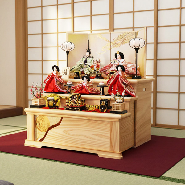 平安豊久　夕菜　白木三段収納飾り