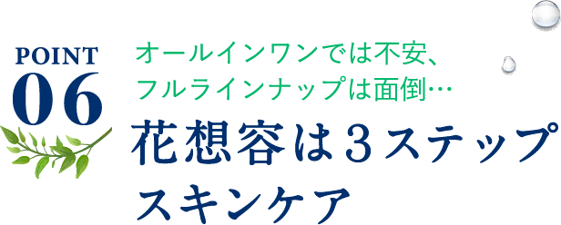 ポイント6、オールインワンでは不安、フルラインナップは面倒…、花想容は3ステップスキンケア