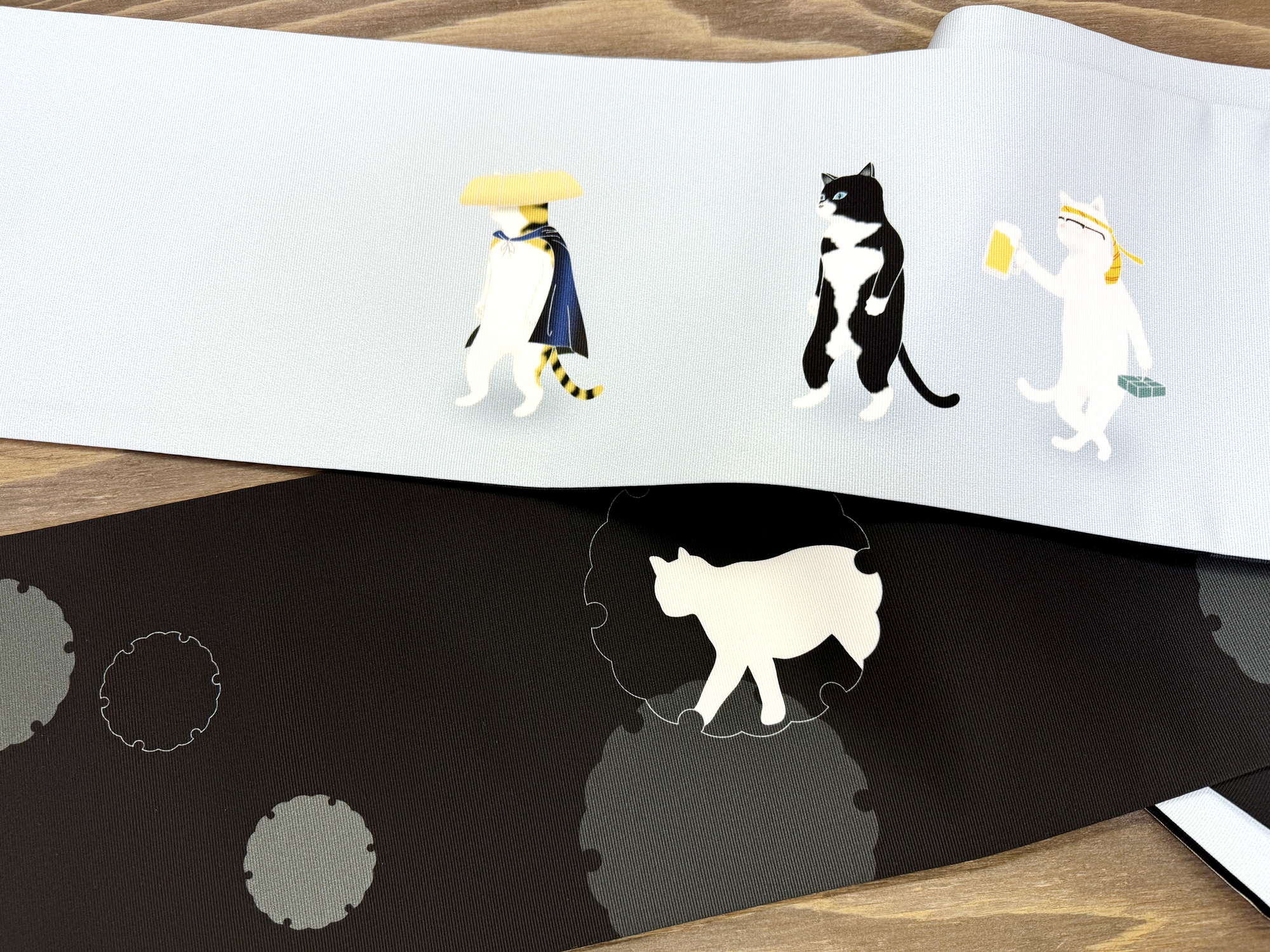 変装猫の休日＜半幅帯＞長尺430㎝の画像