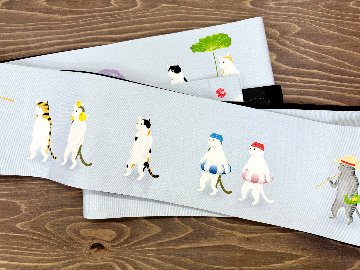 変装猫の休日＜半幅帯＞長尺430㎝の画像
