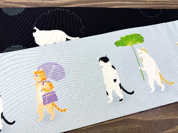変装猫の休日＜半幅帯＞長尺430㎝の画像