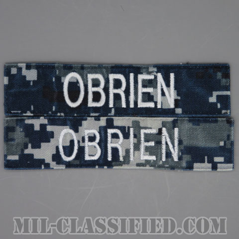 OBRIEN [NWU Type1/シルバー刺繍/海軍ネームテープ/生地テープパッチ/中古1点物（2枚セット）]の画像
